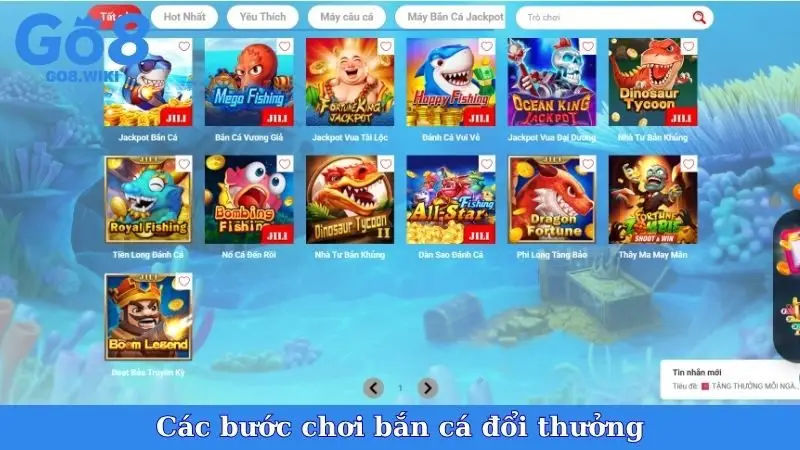 Các bước chơi bắn cá đổi thưởng