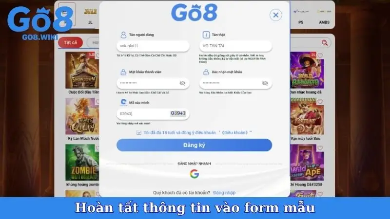 Hoàn tất thông tin vào form mẫu