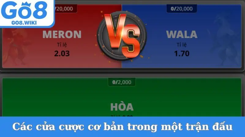 Các cửa cược cơ bản trong một trận đấu